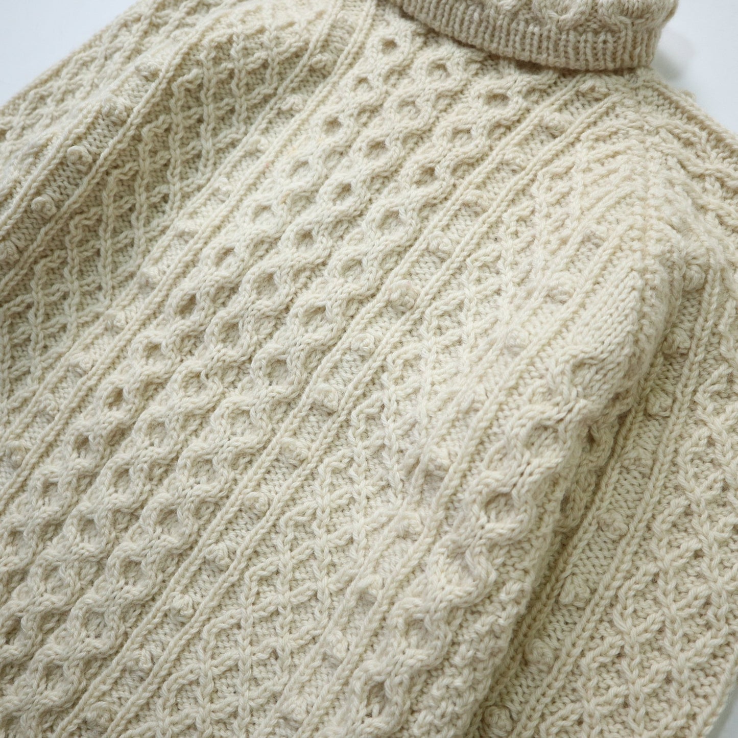 羊毛手織高領漁夫毛衣 - 富士鳥古著