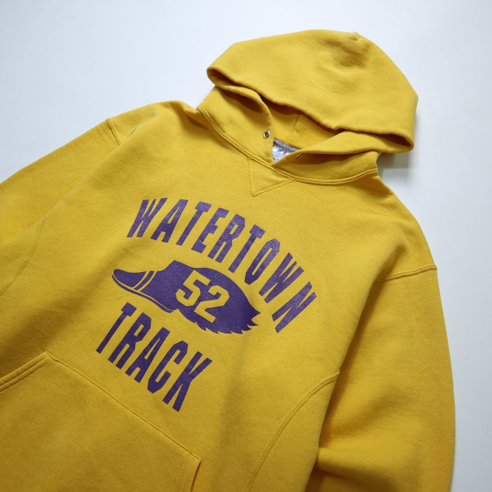 Russell Watertown 田徑隊黃色連帽上衣 帽tee - 富士鳥古著