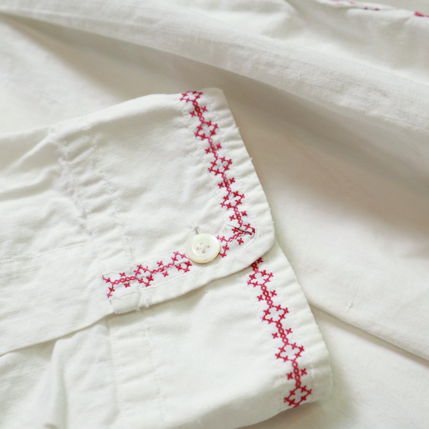 1960s Antique French nightshirt French embroidery pajama shirt