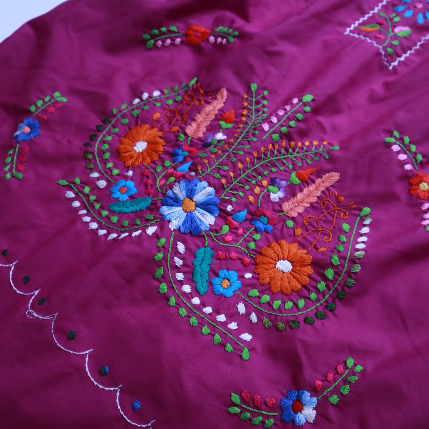 メキシカンパープル手刺繍ドレス刺繍ブラウス