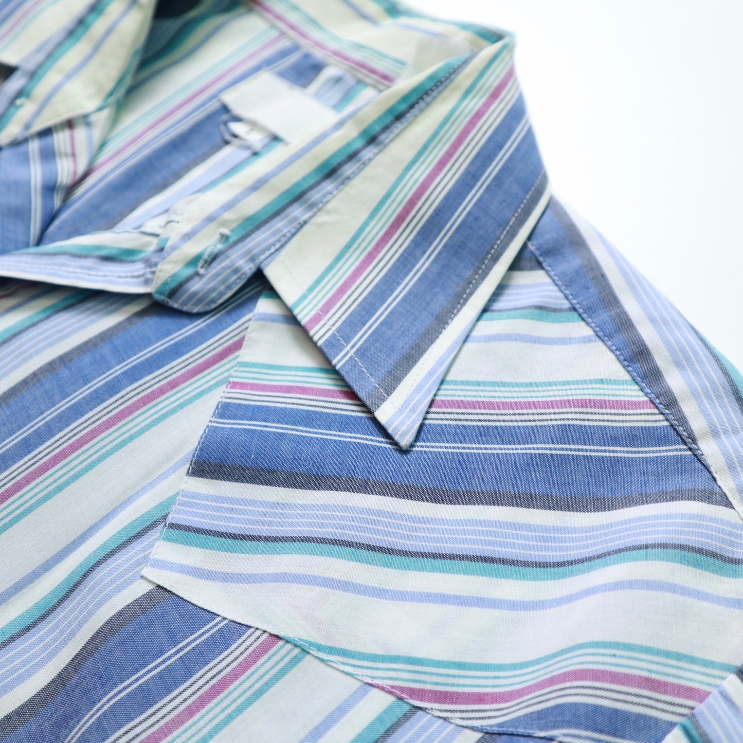 Blue Striped Double Pocket Western Shirt