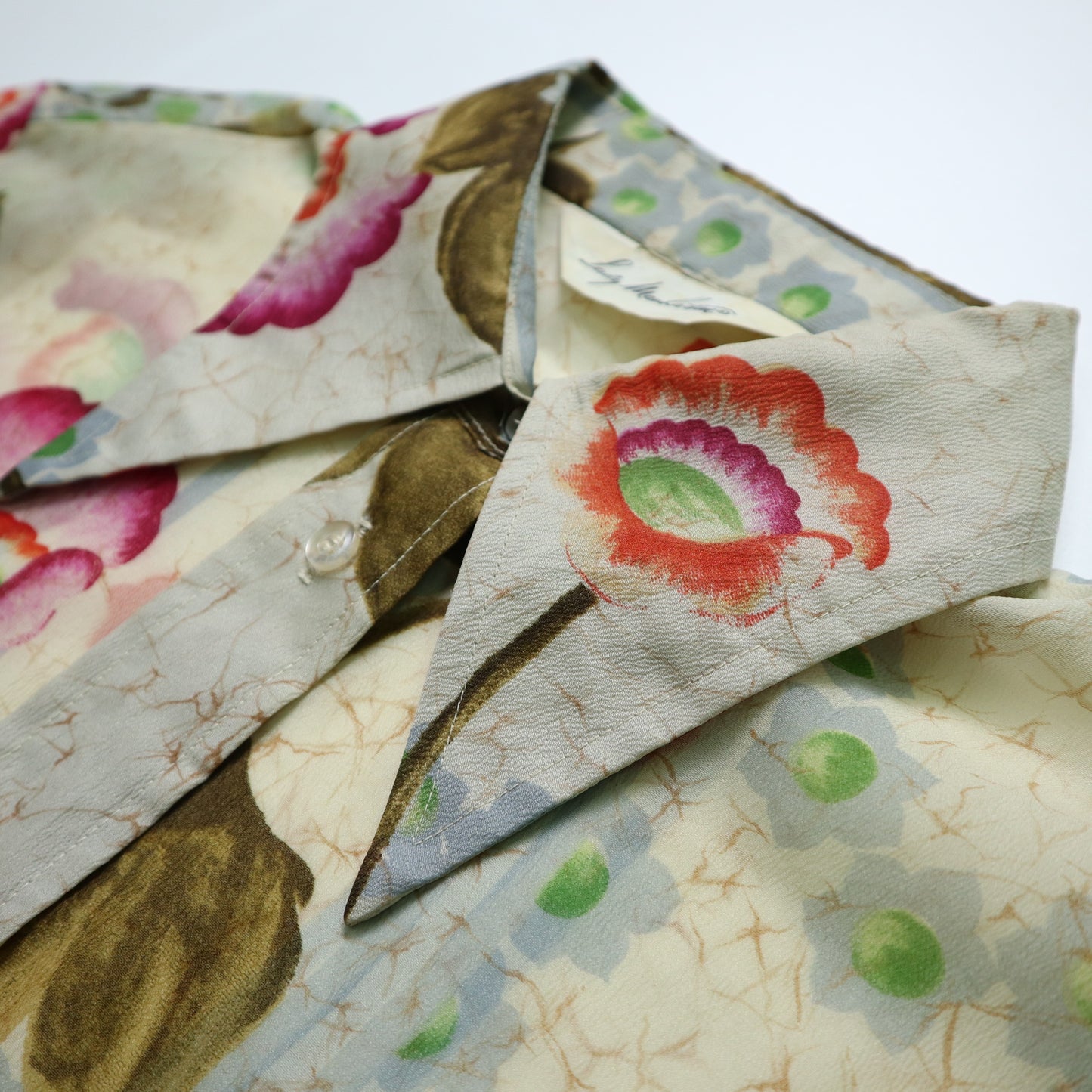 70-80s lotus see-through arrow collar shirt Disco blouse