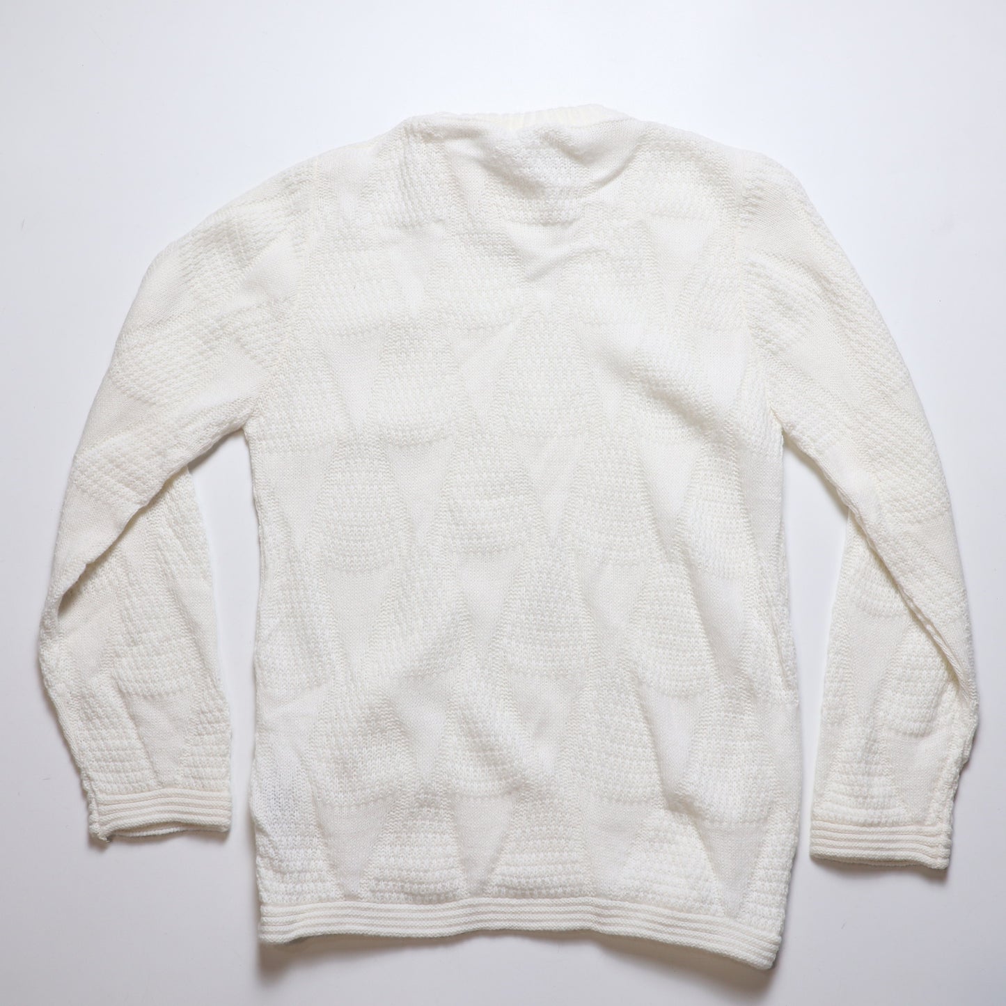80's 珍珠白幾何圖騰 針織毛衣