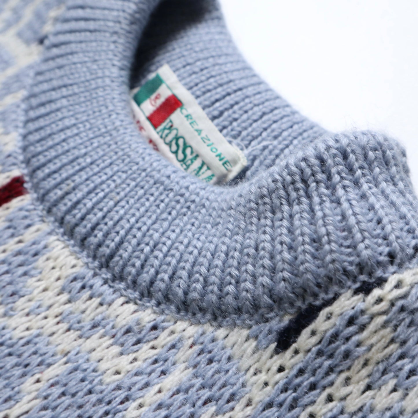 義大利製 藍色幾何圖騰毛衣