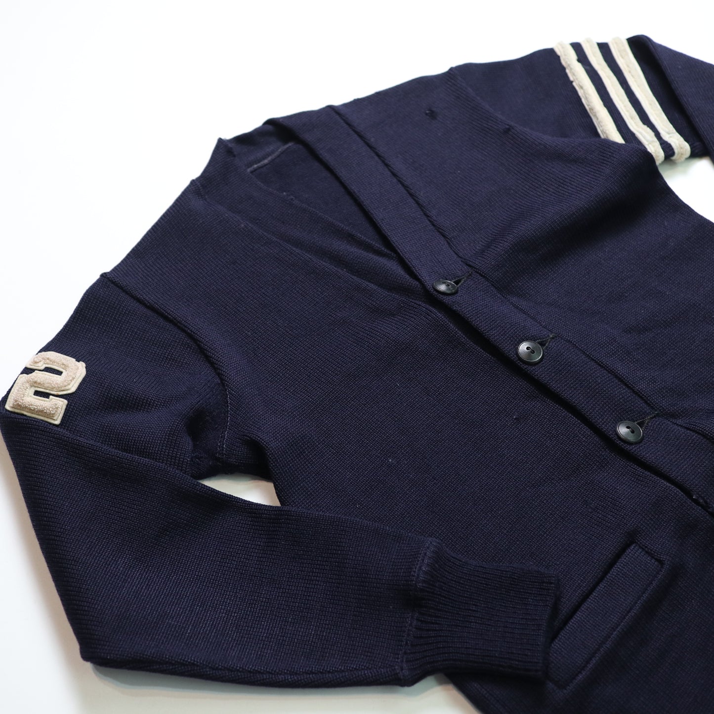 50s Letterman Sweater navy blue campus knitted jacket Wool Cardigan