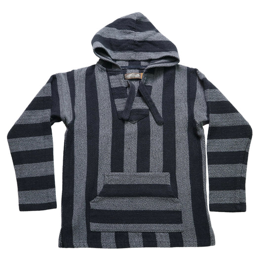 Gray Black Mexican Cover Up Mexican Hooded Top