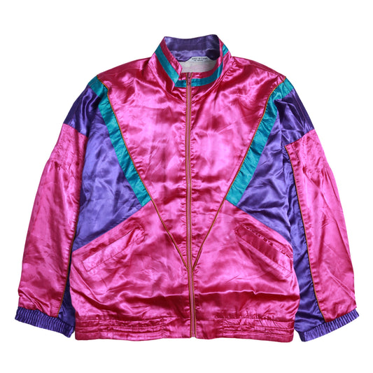 90's Crazy Nylon jacket Contrast Color Geometric Totem Windbreaker Vintage Jacket