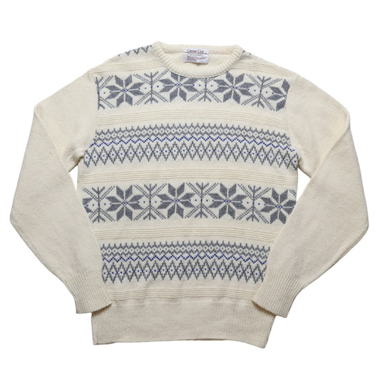 1980年代 アメリカ製 クリームホワイト スノーフレーク トーテムセーター クリスマスセーター ヴィンテージセーター