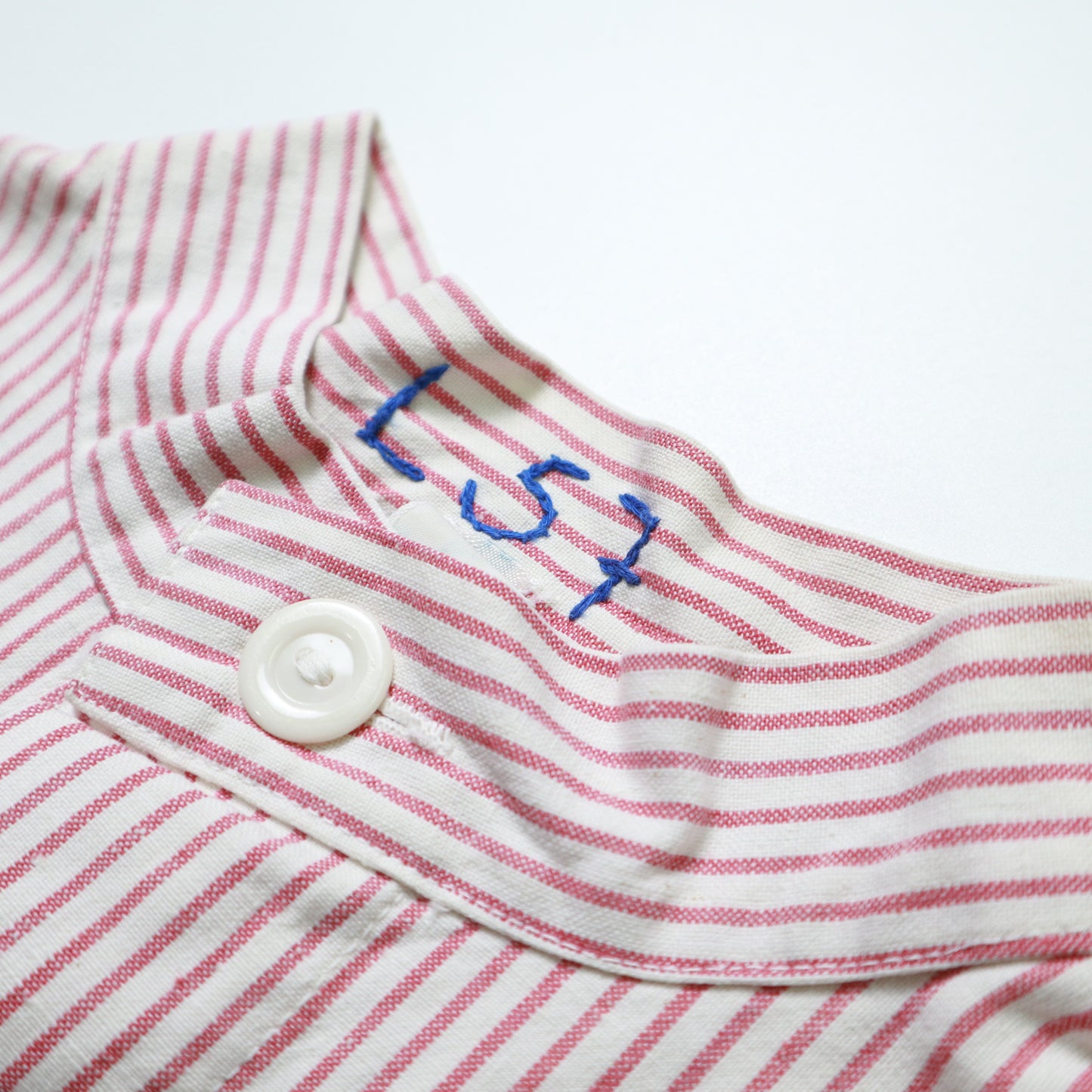 1970年代の赤と白のストライプのファーマーズシャツオーバーオール