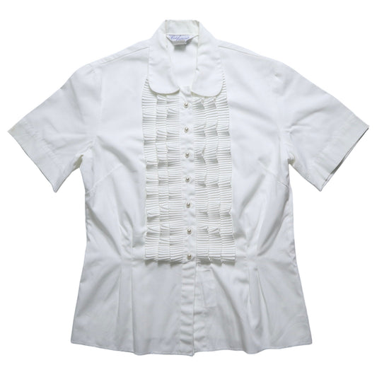 80s American-made American female Air Force dress shirt with three-dimensional folding pearl buttons