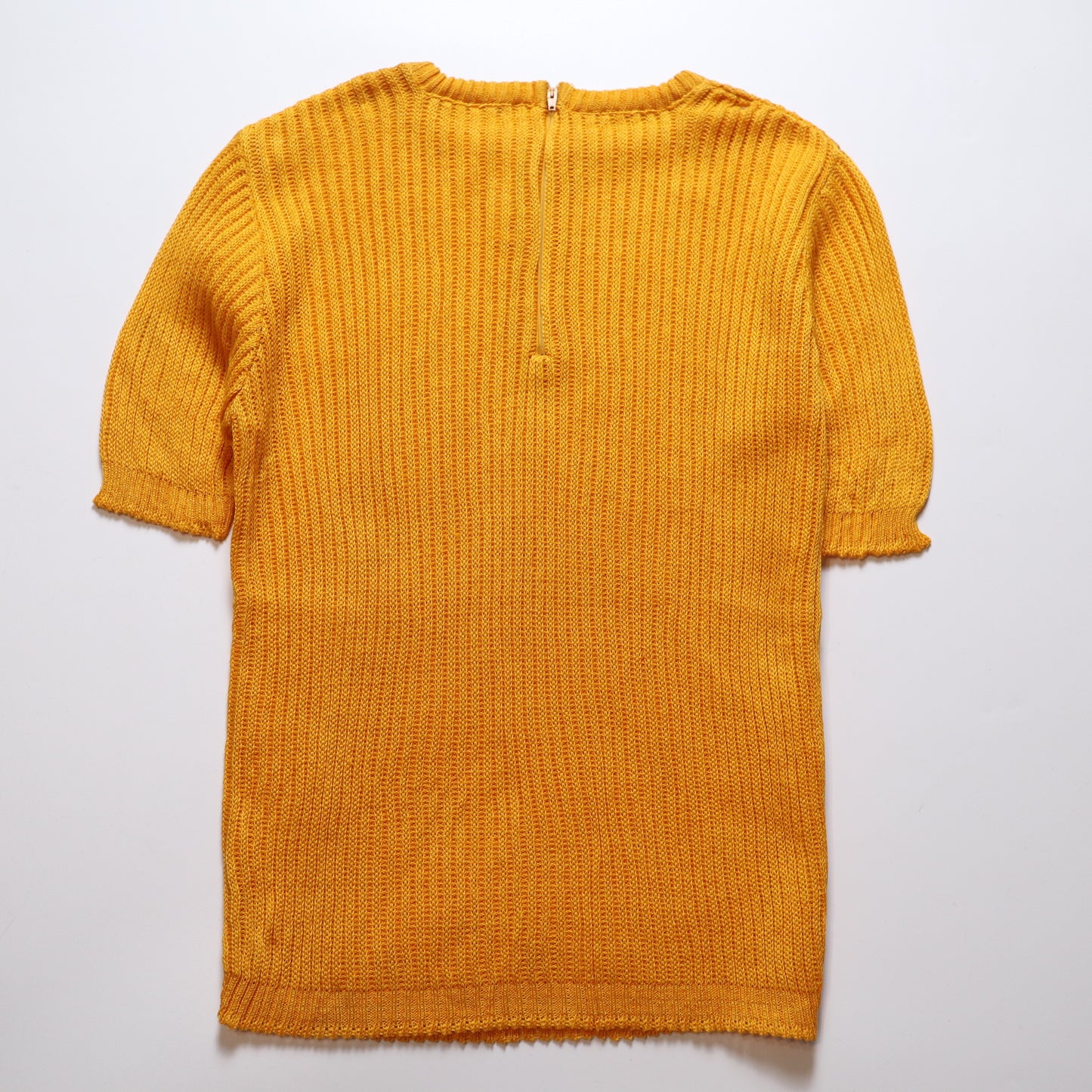 1980s 芥末黃針織短袖上衣