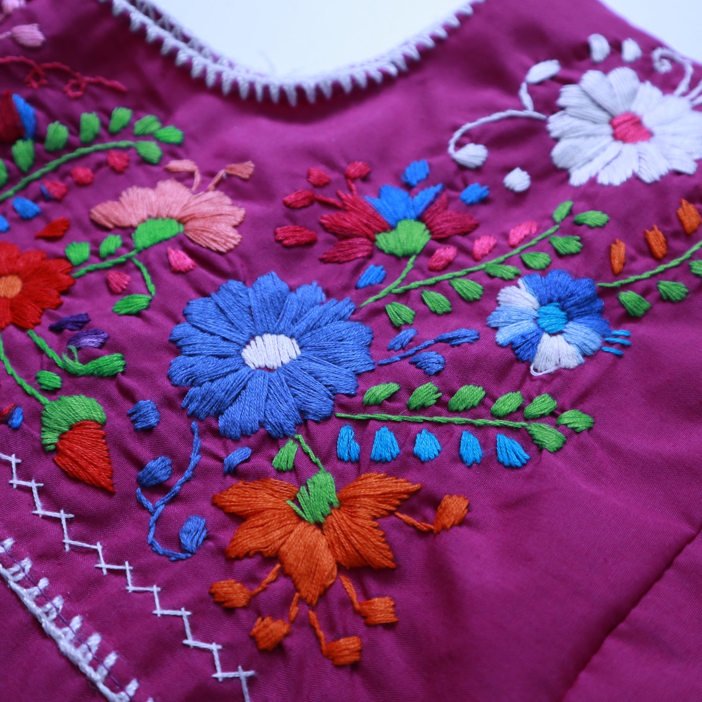 Mexican Purple Hand Embroidered Dress Embroidered Blouse