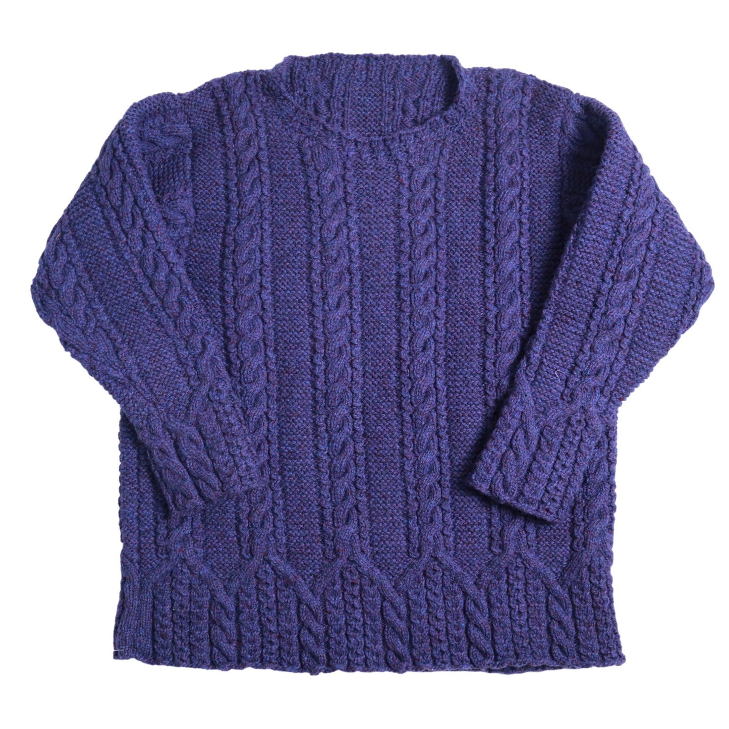 藍紫色純羊毛漁夫毛衣