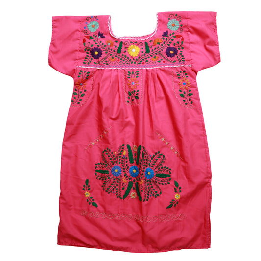 Mexican Peach Pink Hand Embroidered Dress Embroidered Blouse