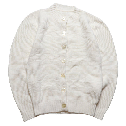 80年代純白ダイヤ柄ニットジャケットセーター