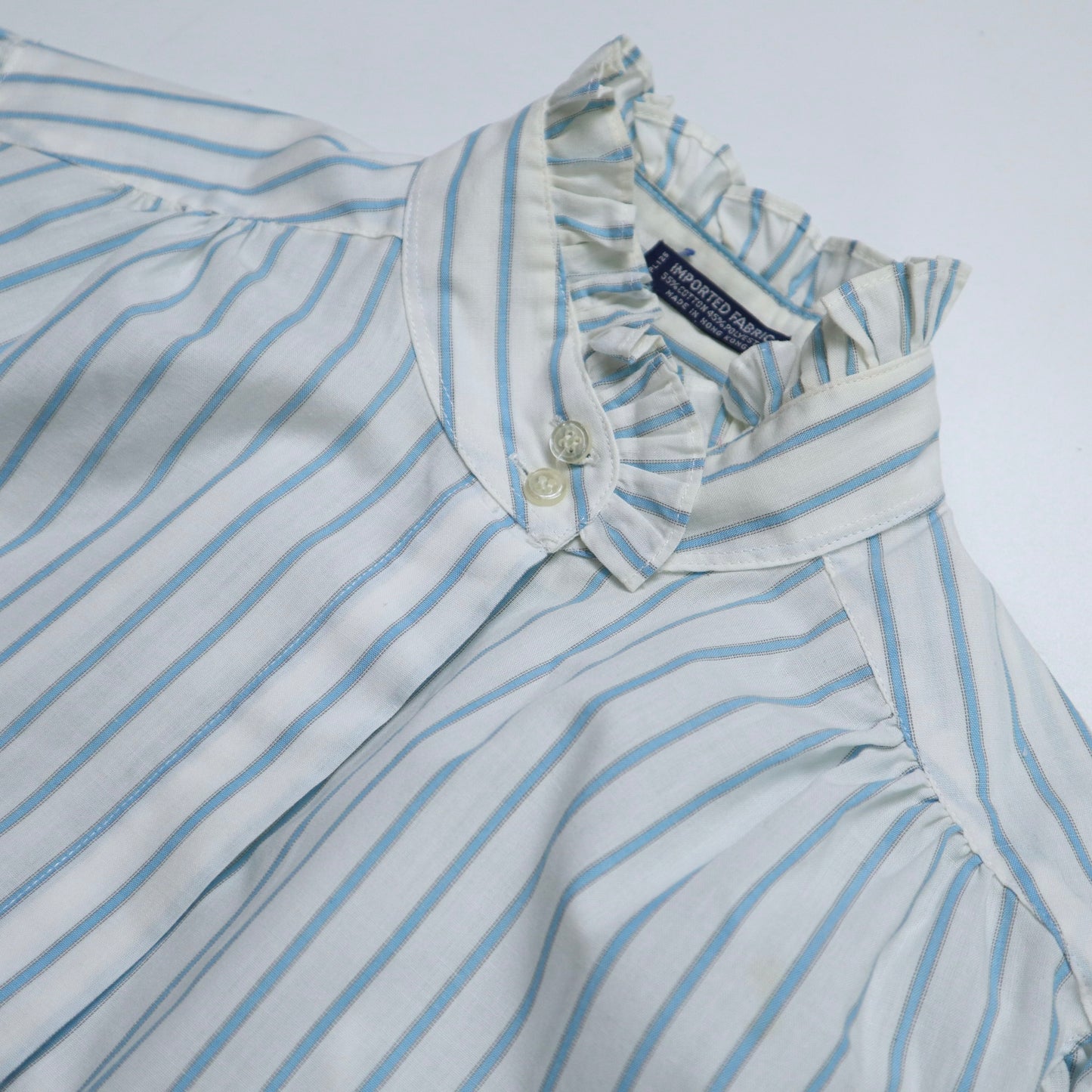 80s Hathaway Ruffle Collar Striped Shirt