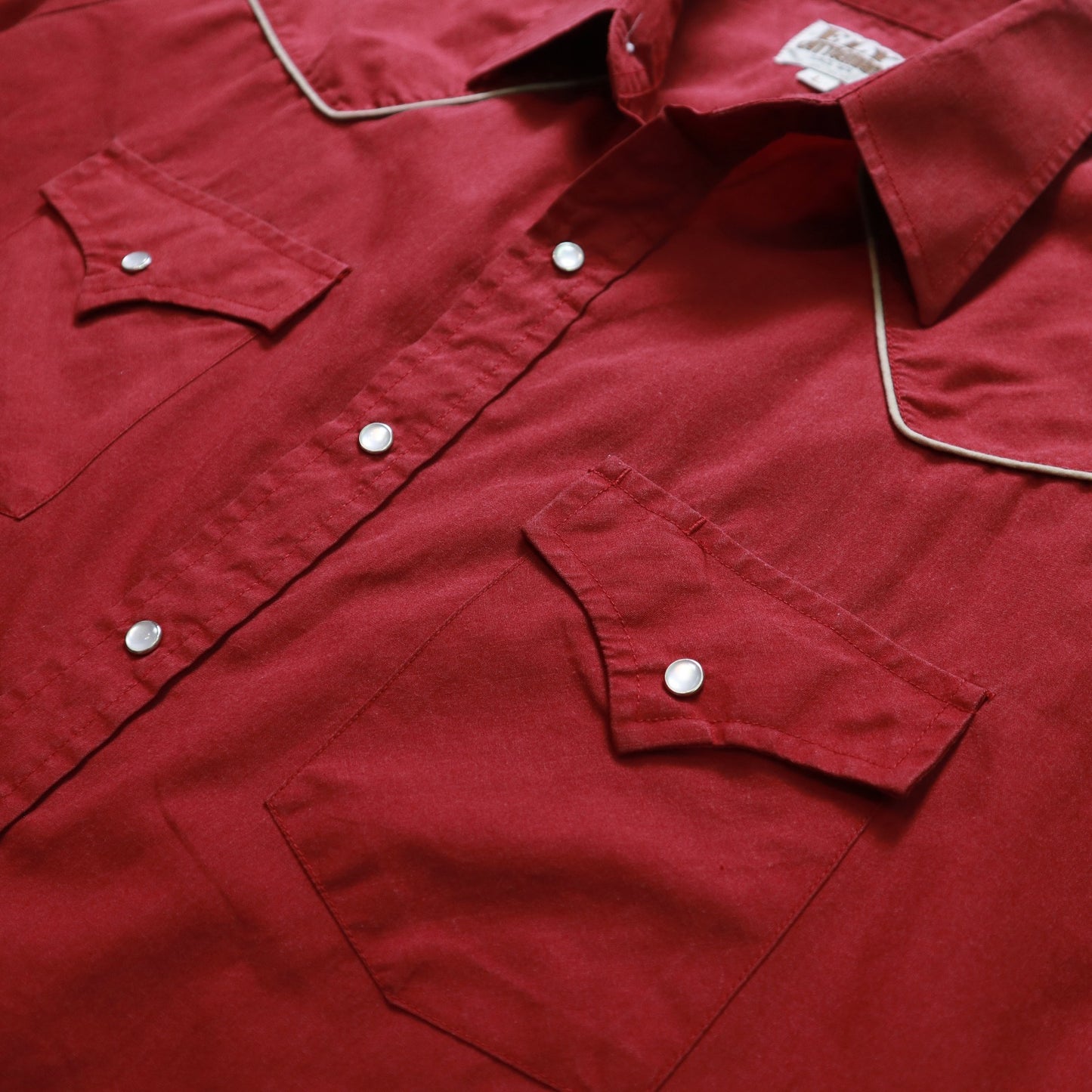 80-90s ELY Cattleman Western Shirt red plain western shirt Ranchwear