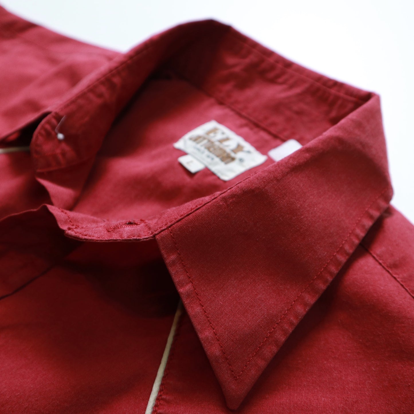 80-90s ELY Cattleman Western Shirt red plain western shirt Ranchwear