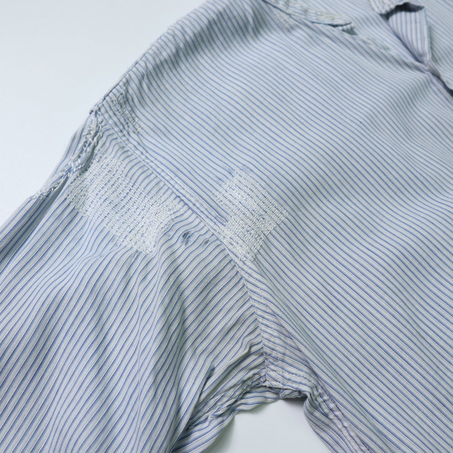 1940s French blue and white striped work shirt