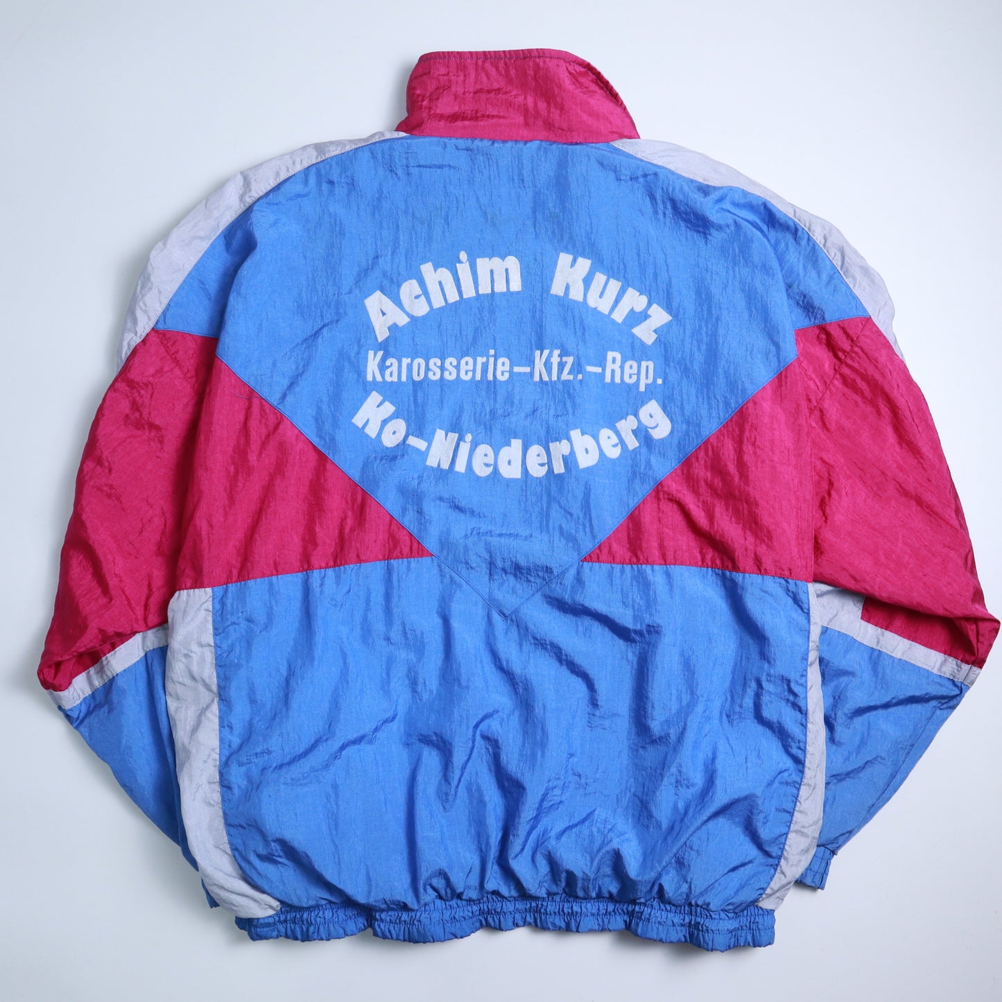 90's クレイジーナイロンジャケット ブルーとピンクのコントラストナイロンジャケット 防風ジャケット