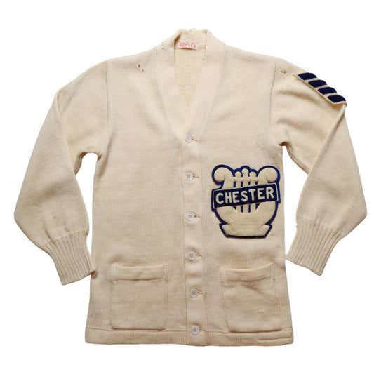 60's Letterman Sweater 米色羊毛針針織衫 Cardigan 校園針織衫