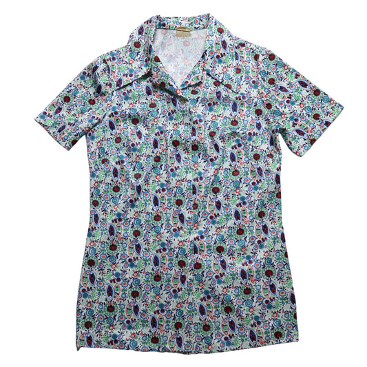70-80s amoeba short sleeve arrow collar shirt