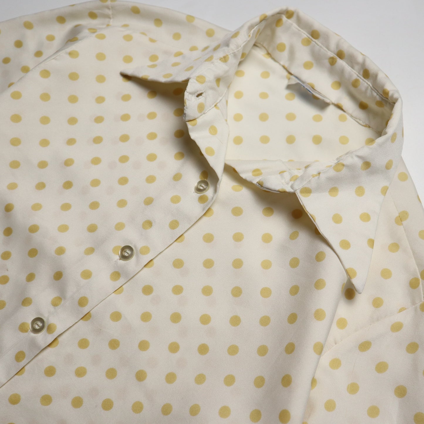 70-80s Sears 黃色點點箭領襯衫 Disco blouse