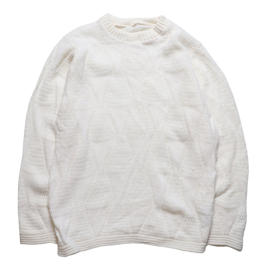 80's Pearl White Geometric Totem Knit Sweater