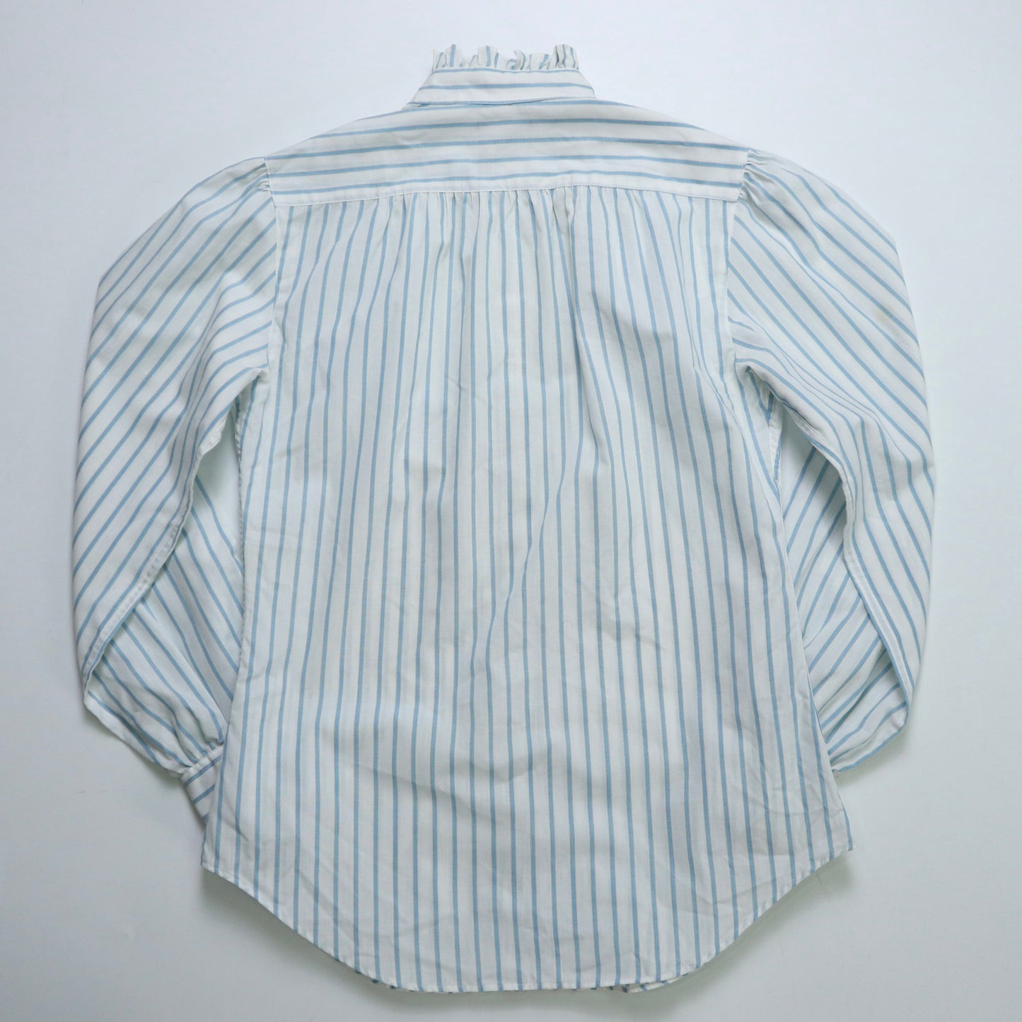 80s Hathaway Ruffle Collar Striped Shirt