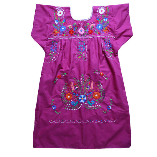 Mexican Purple Hand Embroidered Dress Embroidered Blouse