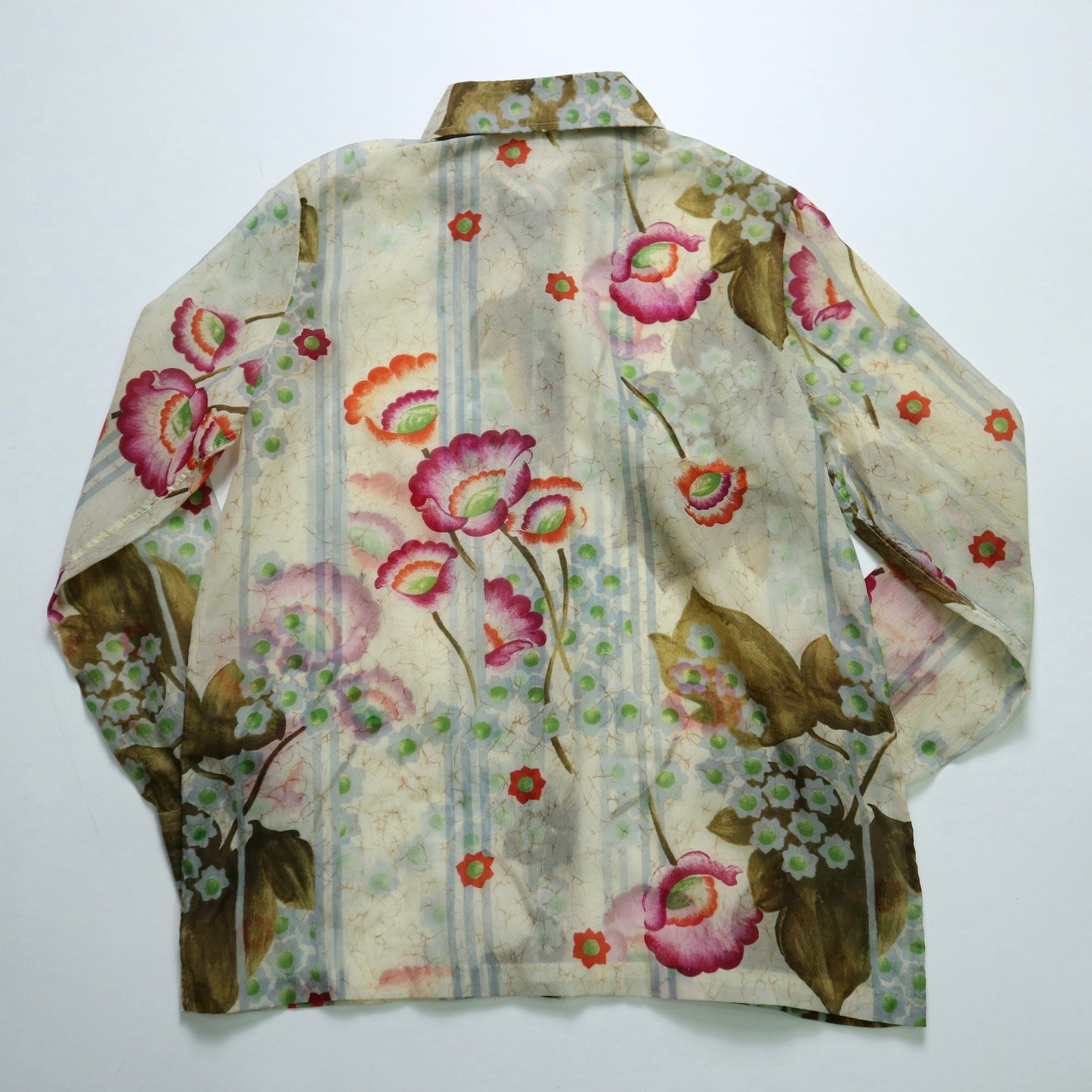 70-80s 荷花透視箭領襯衫 Disco blouse
