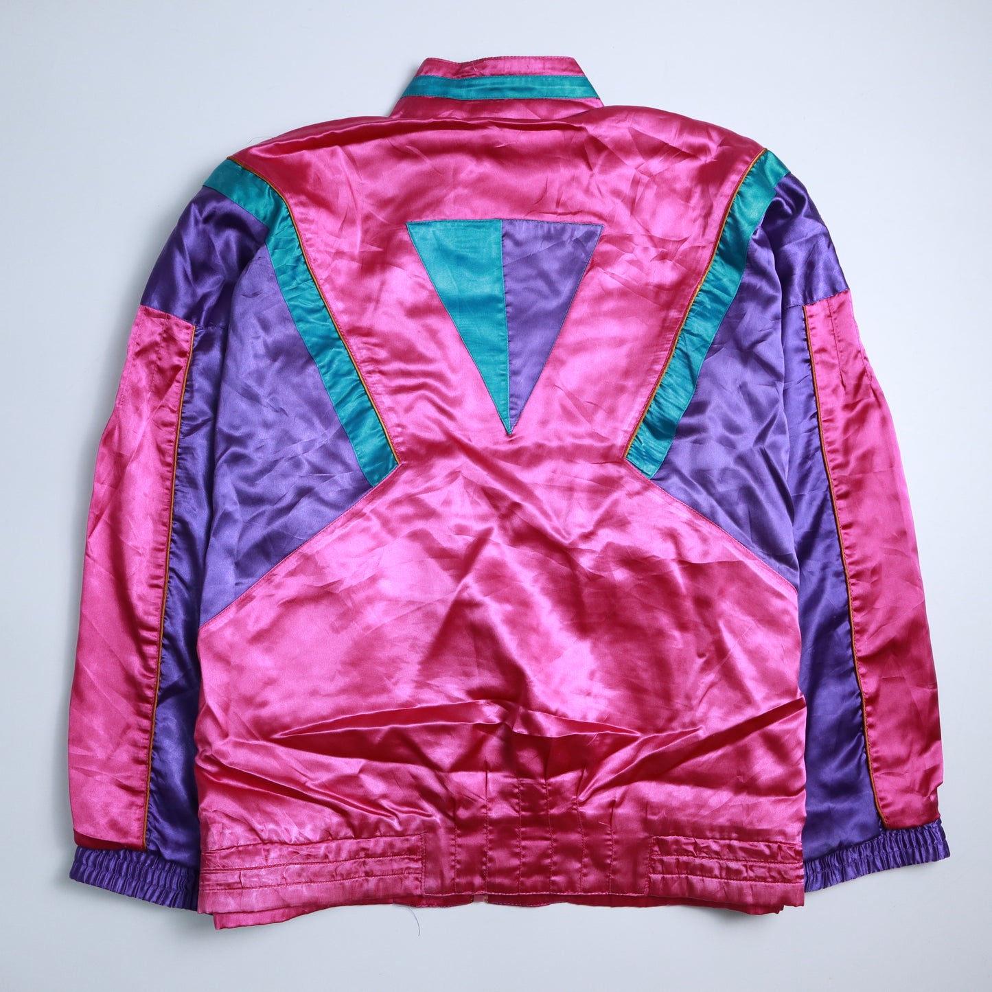 90's Crazy Nylon jacket 撞色幾何圖騰防風外套 古著外套