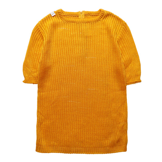 1980s 芥末黃針織短袖上衣