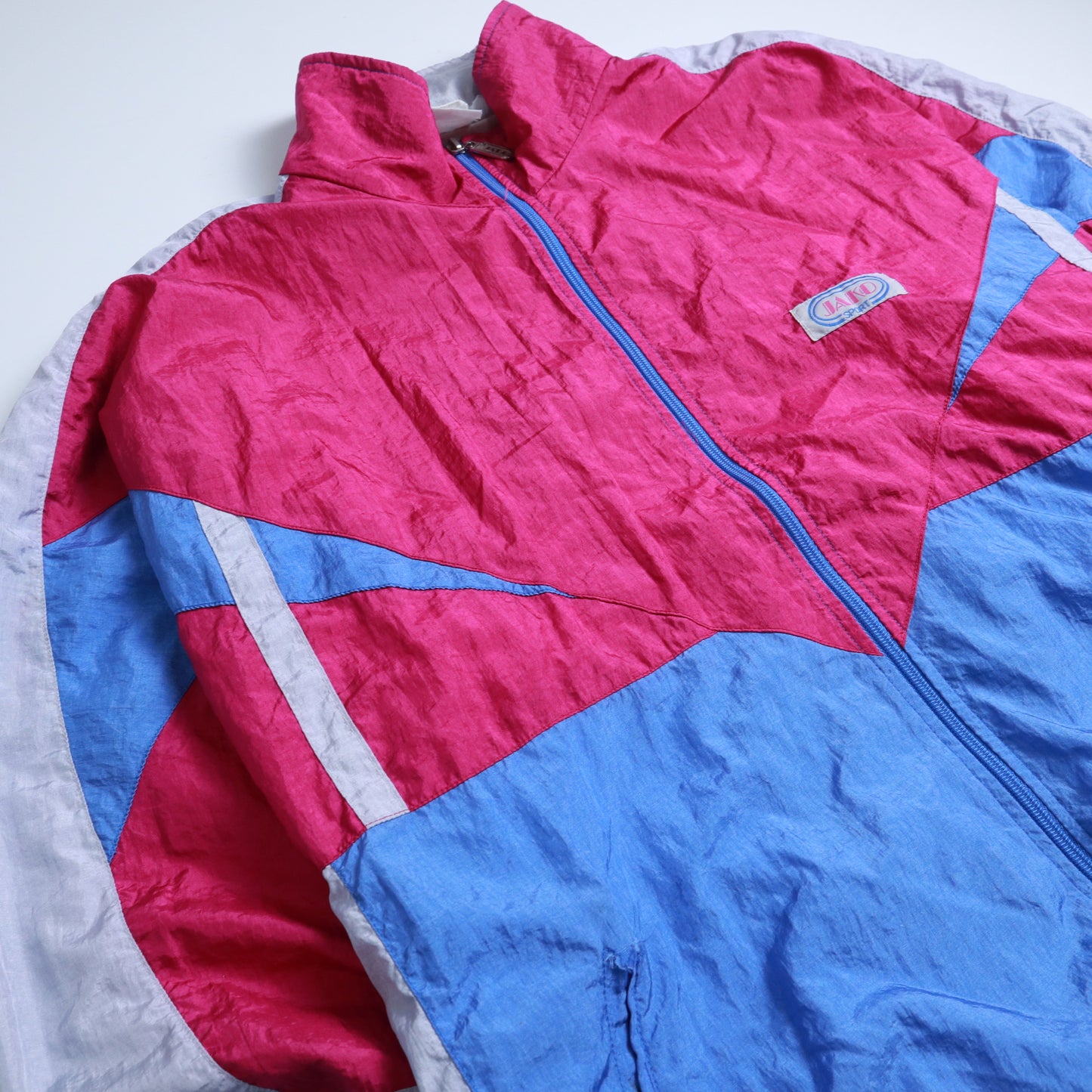90's クレイジーナイロンジャケット ブルーとピンクのコントラストナイロンジャケット 防風ジャケット