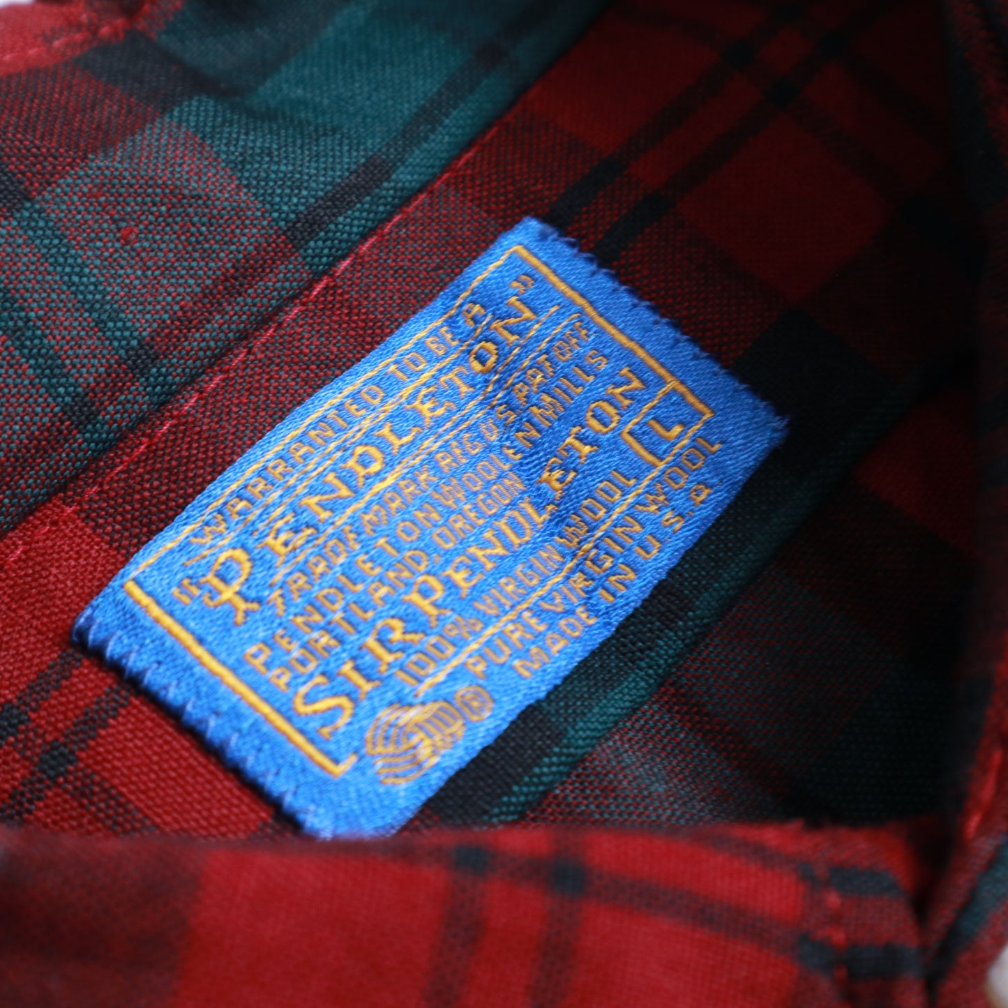 1970s American Made Pendleton Red and Green Check Wool Shirt