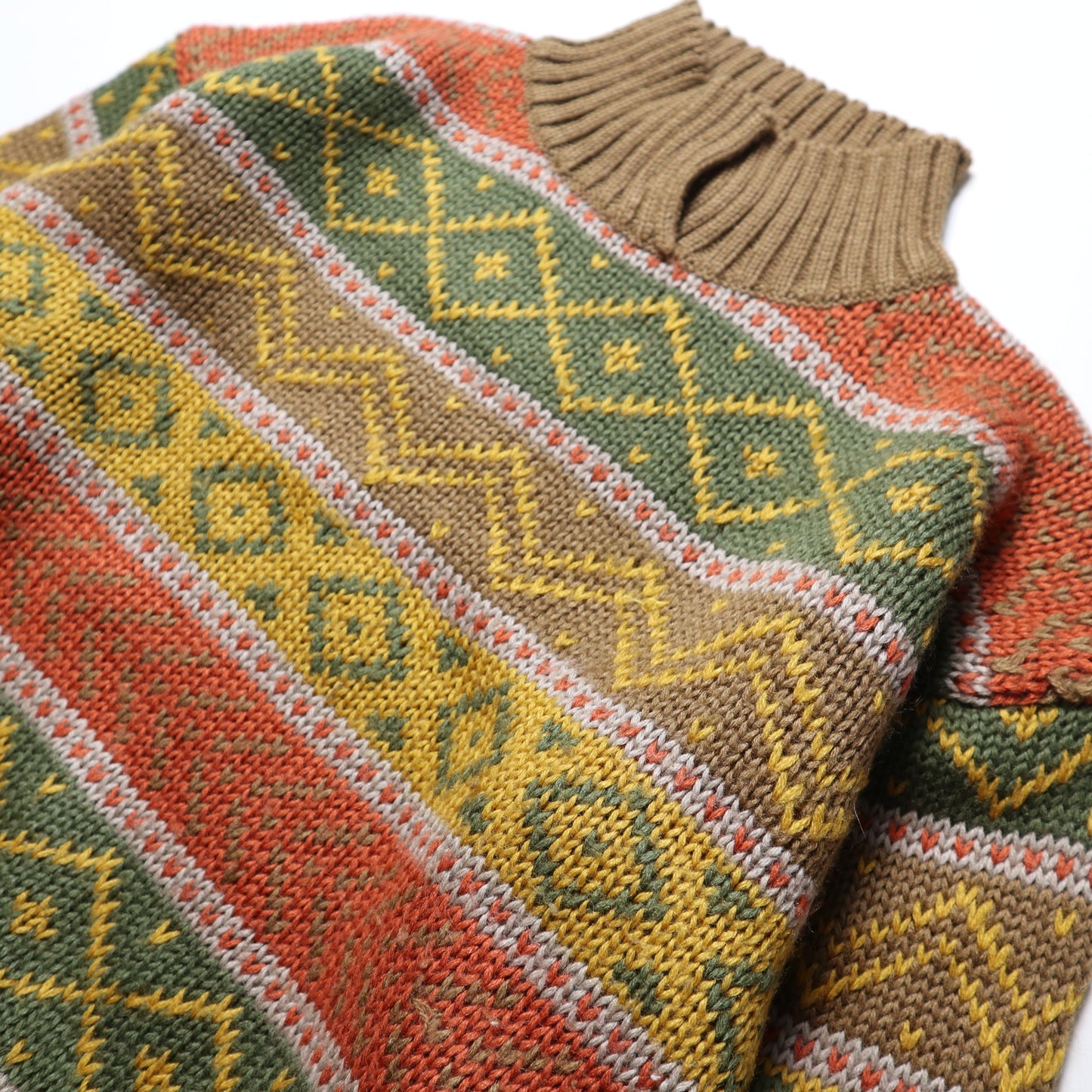 Orange Geometric Totem Knit Sweater