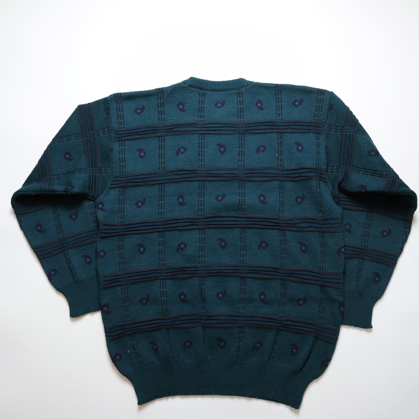 Green Three-dimensional Check Sweater
