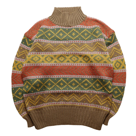 Orange Geometric Totem Knit Sweater