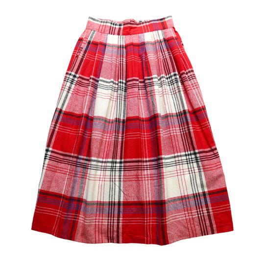 1980s Made in America American Red and White Plaid Wool Skirt Vintage Wool Skirt
