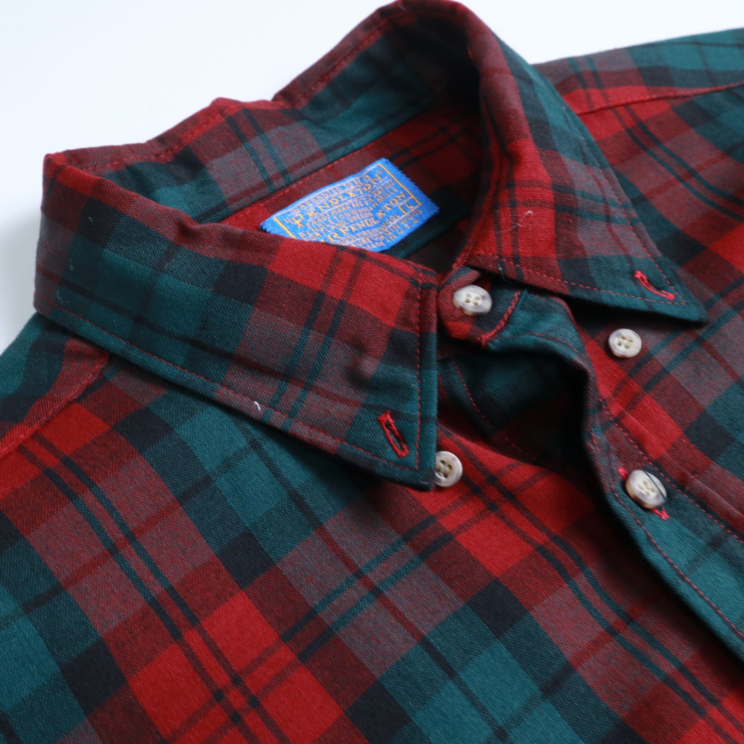 1970s American Made Pendleton Red and Green Check Wool Shirt