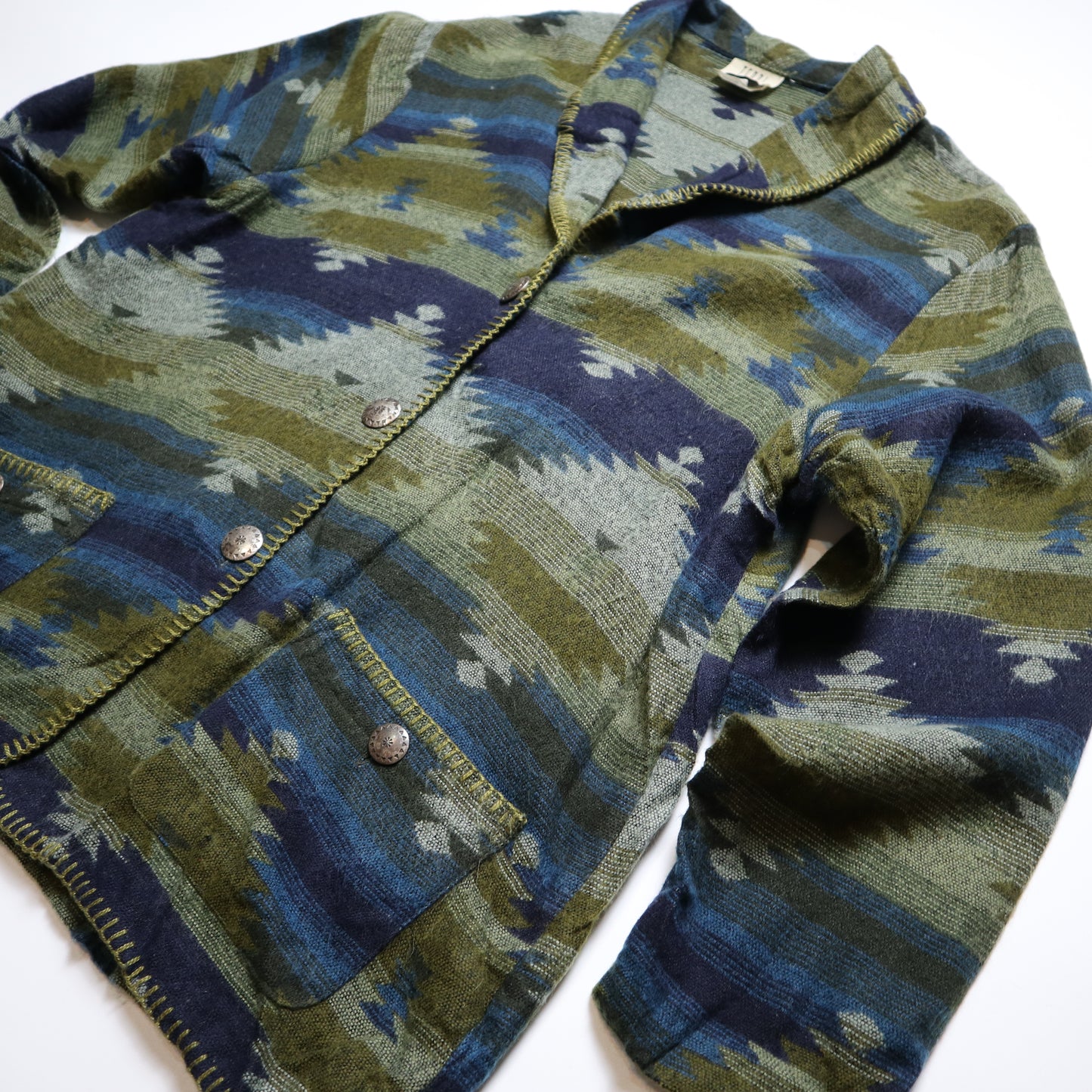 90s Teddi 墨西哥製 藍綠幾何圖騰外套