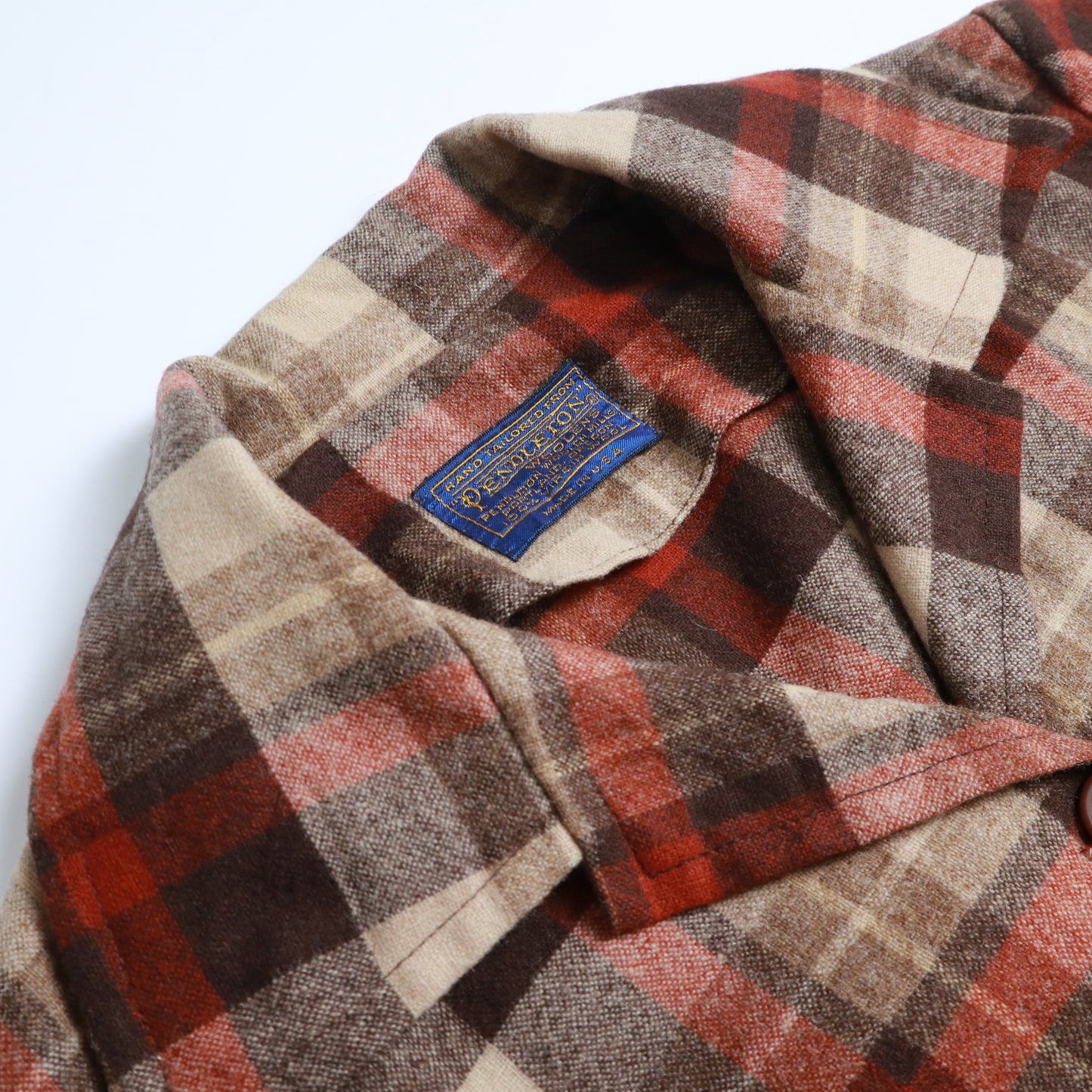 1970s Pendleton 美國製 褐色格紋羊毛襯衫