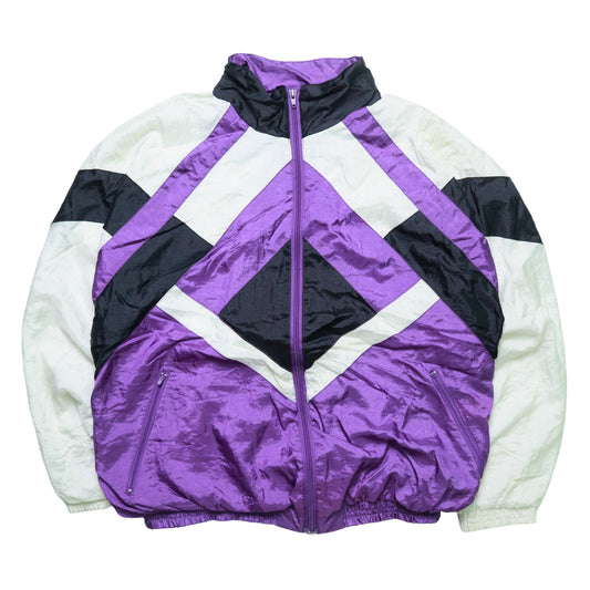 90's クレイジーナイロンジャケット 紫と白のコントラストナイロンジャケット 防風ジャケット