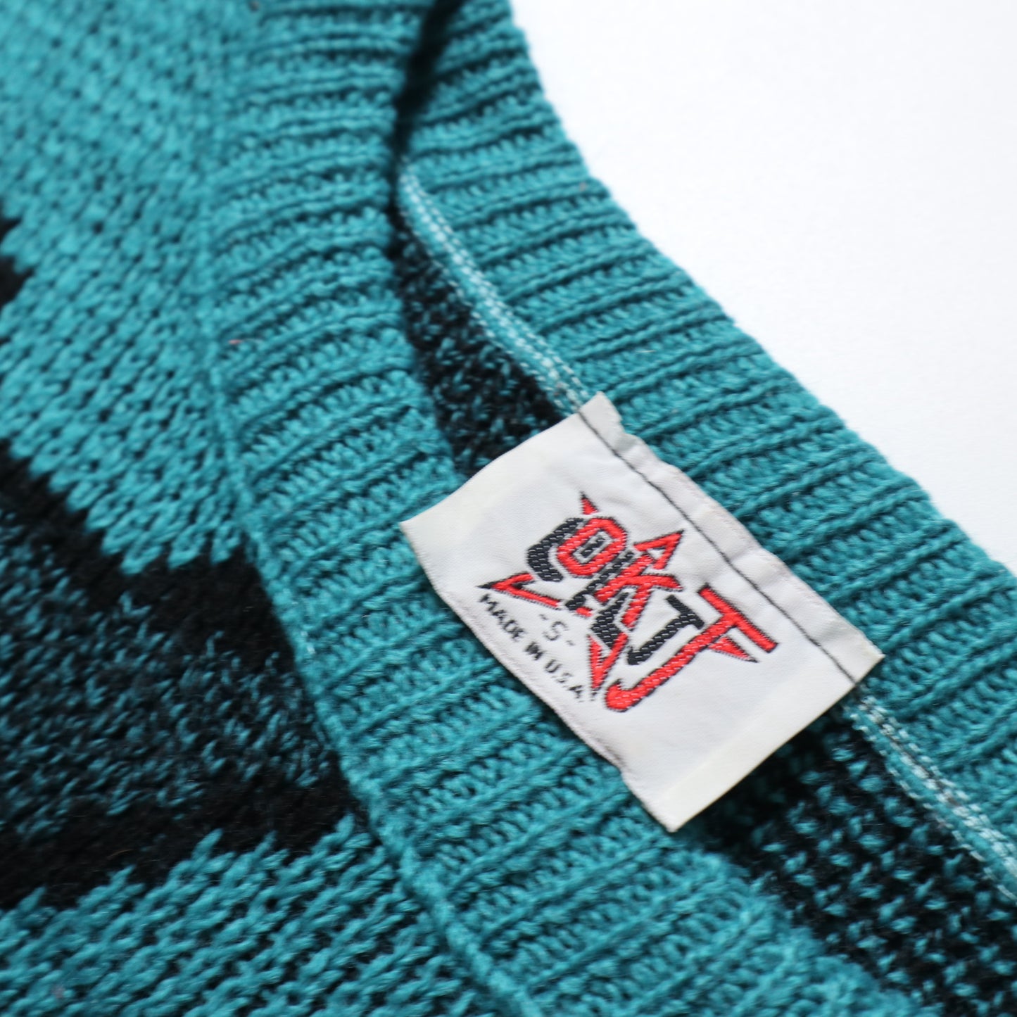 美國製 湖水綠圖騰針織毛衣