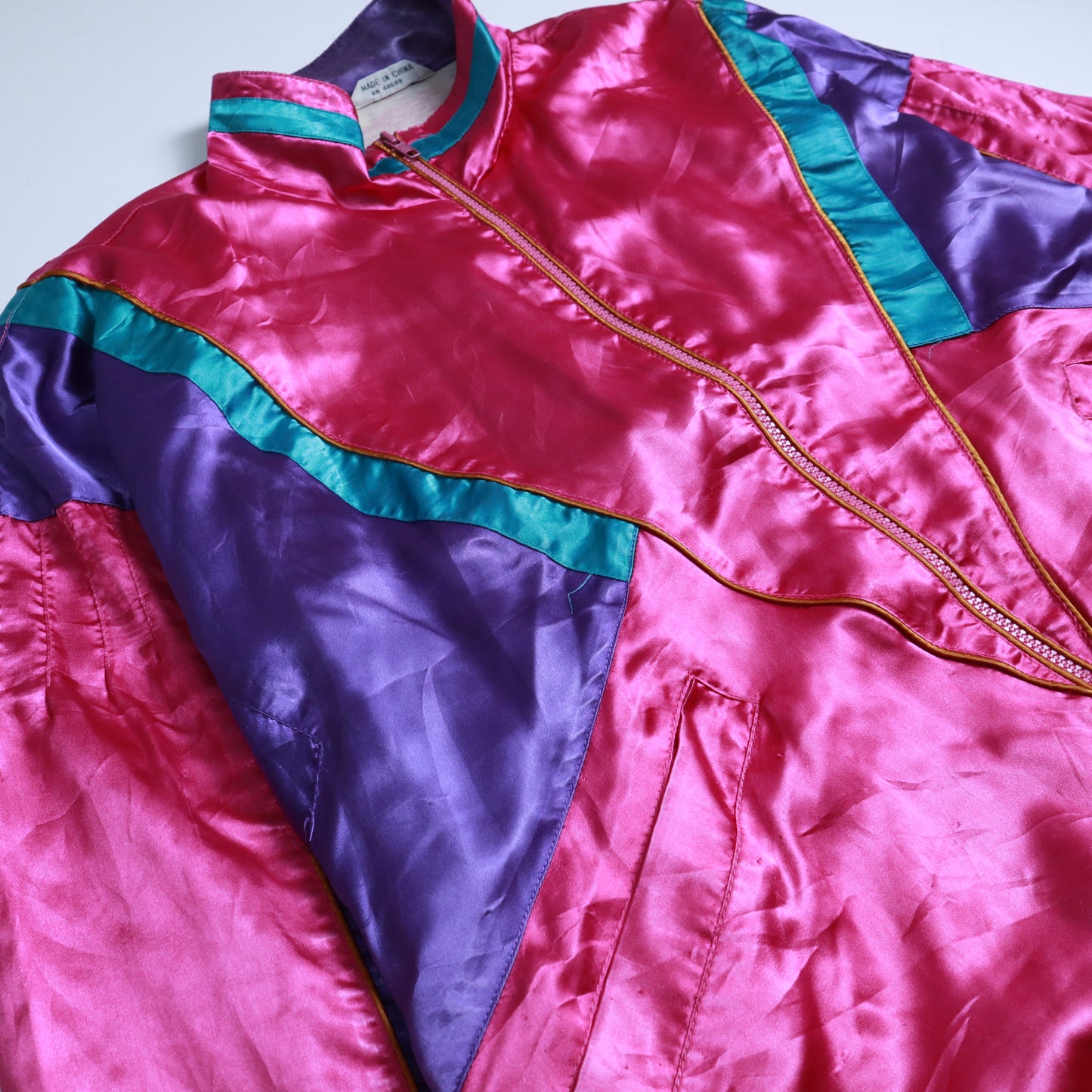 90's Crazy Nylon jacket 撞色幾何圖騰防風外套 古著外套
