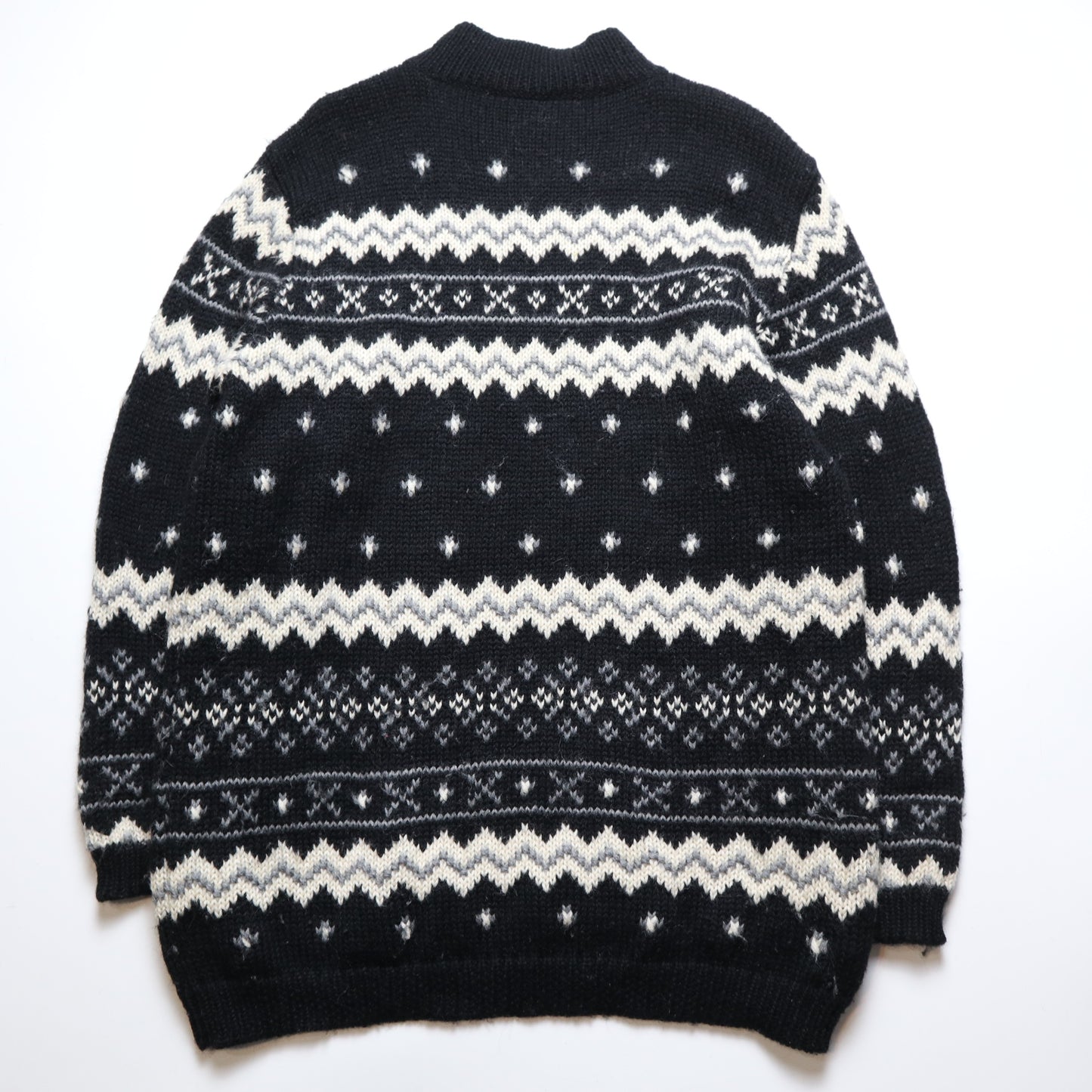 Black and White Totem Wool Knitted Sweater