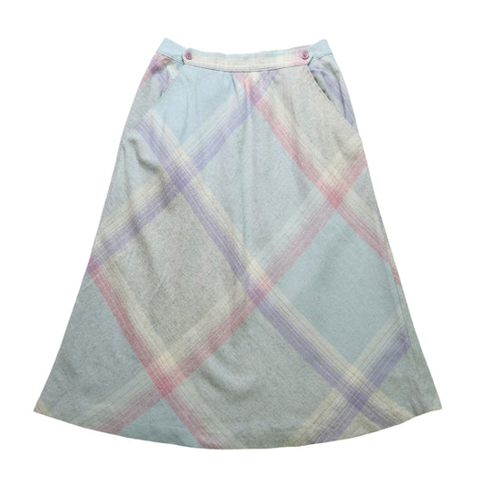 1980s American Light Blue Rhombus Skirt Retro Skirt 