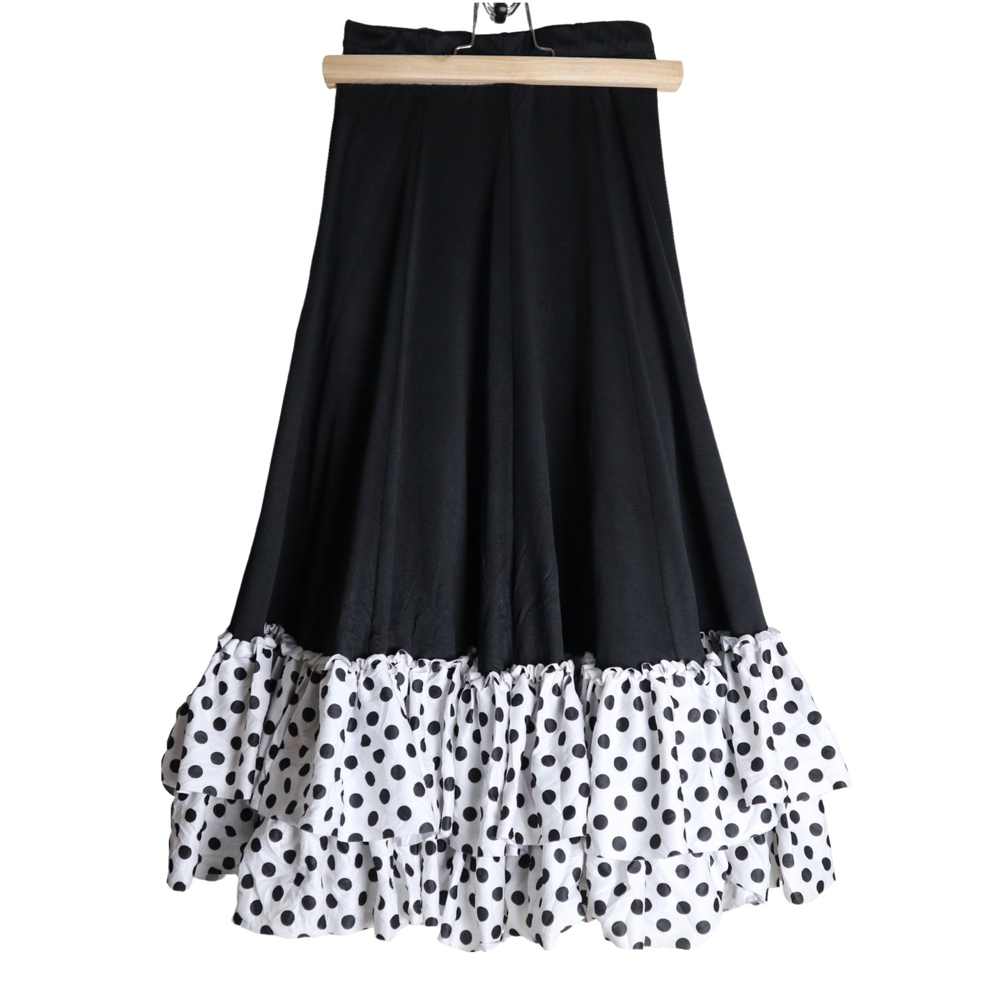 黒と白のドットケーキスカートダンススカート