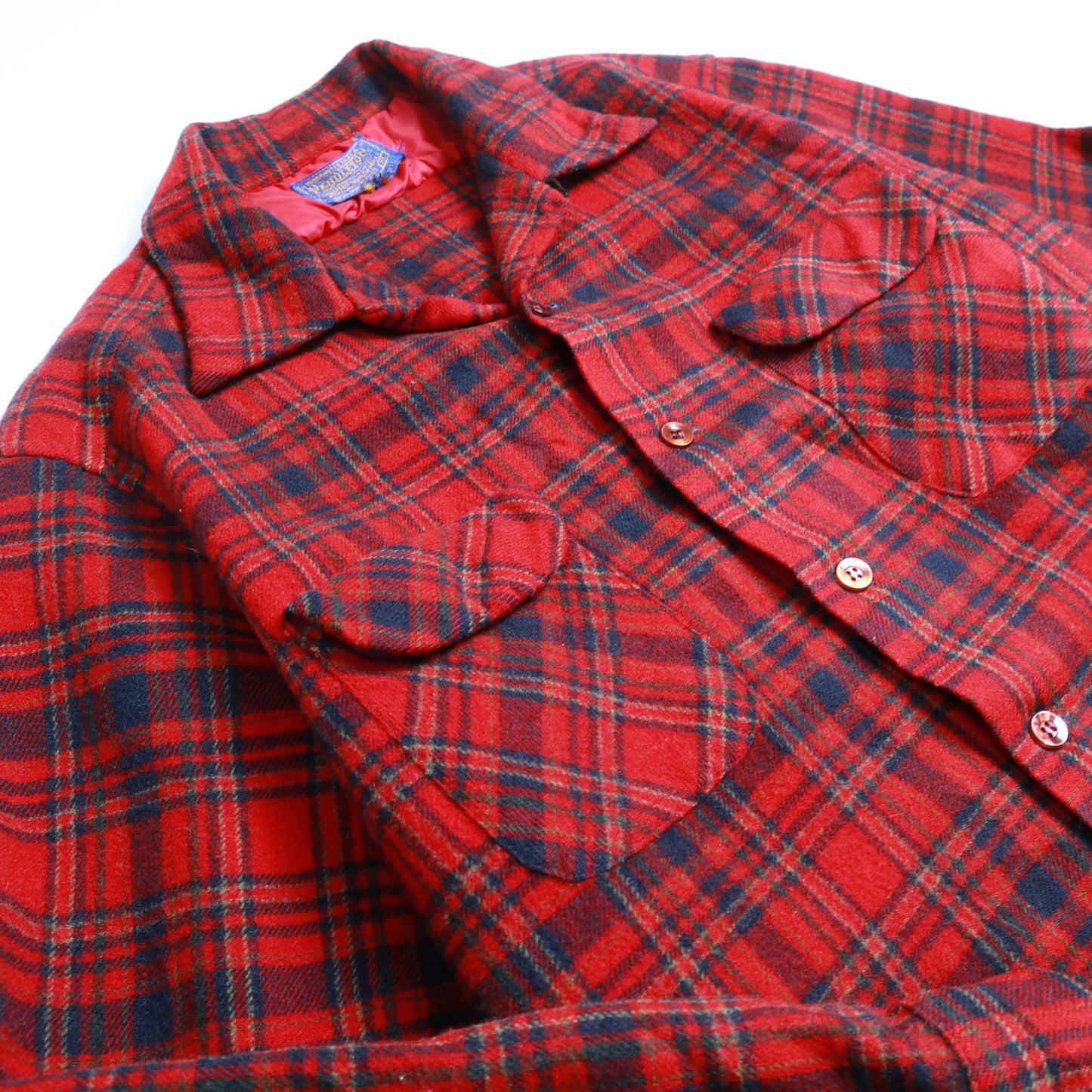 1960s Pendleton 紅色格紋羊毛襯衫