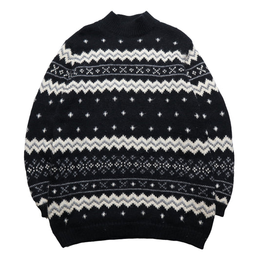 Black and White Totem Wool Knitted Sweater